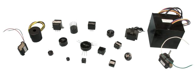 A variety of different encapsulated transformers and inductors
