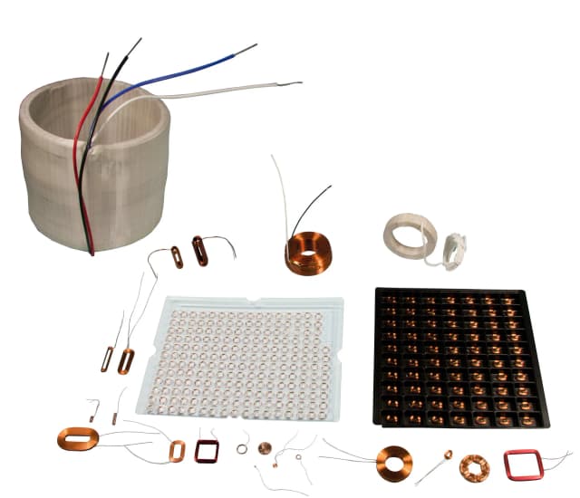 A variety of different size self-supporting coils